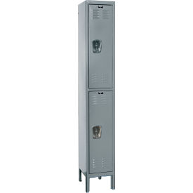 Hallowell U1818-2A-HG Hallowell® 2-Tier 2 Door Premium Locker, 18"W x 21"D x 78"H, Dark Gray, Assembled image.