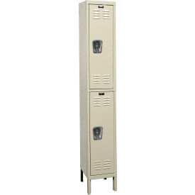 Hallowell U1818-2A-PT Hallowell® 2-Tier 2 Door Premium Locker, 18"W x 21"D x 78"H, Tan, Assembled image.