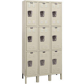 Premium Locker, 3-Tier, 36"W x 12"D x 78"H, 729 Tan, Unassembled view 2