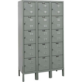 Hallowell U3256-5HG Hallowell® 5-Tier 15 Door Premium Locker, 36"W x 15"D x 66"H, Dark Gray, Unassembled image.