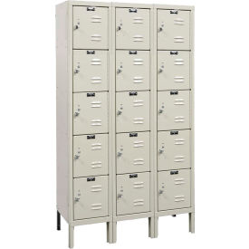 Hallowell U3256-5PT Hallowell® 5-Tier 15 Door Premium Locker, 36"W x 15"D x 66"H, Tan, Unassembled image.