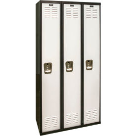 Hallowell U3282-1A-MP Hallowell® 1-Tier 3 Door Tie Locker, 36"W x 18"D x 72"H, Black/Gray, Assembled image.