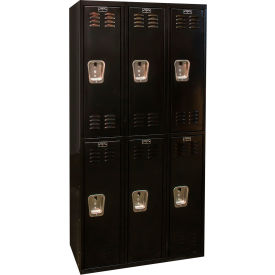 Hallowell U3282-2ME Hallowell® 2-Tier 6 Door Tie Locker, 36"W x 18"D x 72"H, Black, Unassembled image.