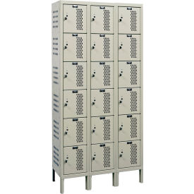 6-Tier 18 Door HD Ventilated Locker, 36"W x 18"D x 78"H, 729 Tan, Unassembled view 2