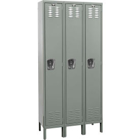 Hallowell U3518-1A-HG Hallowell® 1-Tier 3 Door Premium Locker, 45"W x 21"D x 78"H, Dark Gray, Assembled image.