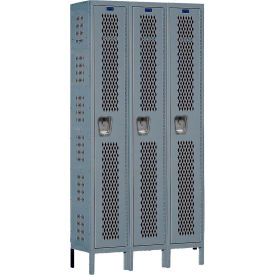 Hallowell U3518-1HDV-HG Hallowell® 1-Tier 3 Door Heavy Duty Ventilated Locker, 45"W x 21"D x 78"H, Gray, Unassembled image.