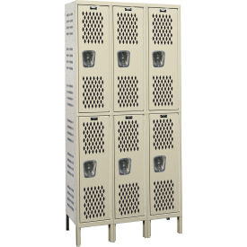 2-Tier 6 Door HD Ventilated Locker, 45"W x 21"D x 78"H, 729 Tan, Unassembled view 2