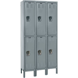 Hallowell U3518-2HG Hallowell® 2-Tier 6 Door Premium Locker, 45"W x 21"D x 78"H, Dark Gray, Unassembled image.