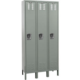 Hallowell U3548-1A-HG Hallowell® 1-Tier 3 Door Premium Locker, 45"W x 24"D x 78"H, Dark Gray, Assembled image.