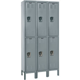 Hallowell U3548-2A-HG Hallowell® 2-Tier 6 Door Premium Locker, 45"W x 24"D x 78"H, Dark Gray, Assembled image.