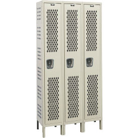 1-Tier 3 Door HD Ventilated Locker, 45"W x 15"D x 78"H, 729 Tan, Unassembled view 2