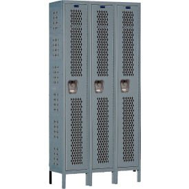 1-Tier 3 Door HD Ventilated Locker, 45"W x 18"D x 78"H, 725 Dark Gray, Unassembled view 2