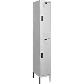 Hallowell® DigiTech 2-Tier Electronic Locker 18"W x 12"D x 78"H Light Gray Unassembled 