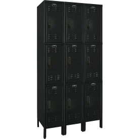 Hallowell® DigiTech 3-Tier Electronic Locker 36"W x 18"D x 78"H Black Unassembled 
