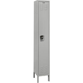 Hallowell URB1228-1A-PL Hallowell® Ready-Built 1-Tier 1 Door Locker, 12"W x 12"D x 78"H, Light Gray, Assembled image.