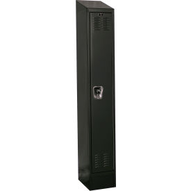 Hallowell URB1228-1ASB-ME Hallowell® Ready-Built II 1-Tier 1 Door Locker, 12"W x 12"D x 82"H, Black, Assembled image.