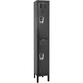 Hallowell URB1228-2A-ME Hallowell® Ready-Built 2-Tier 2 Door Locker, 12"W x 12"D x 78"H, Black, Assembled image.