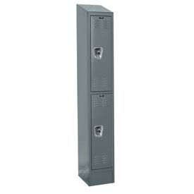 Hallowell URB1228-2ASB-HG Hallowell® Ready-Built II 2-Tier 2 Door Locker, 12"W x 12"D x 84"H, Dark Gray, Assembled image.