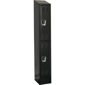 Hallowell URB1228-2ASB-ME Hallowell® Ready-Built II 2-Tier 2 Door Locker, 12"W x 12"D x 82"H, Black, Assembled image.