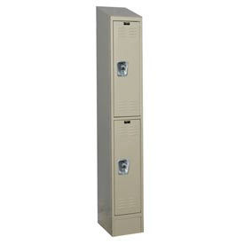 Hallowell URB1228-2ASB-PT Hallowell® Ready-Built II 2-Tier 2 Door Locker, 12"W x 12"D x 84"H, Tan, Assembled image.