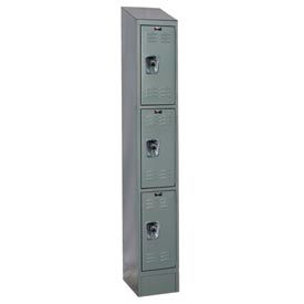 Hallowell URB1228-3ASB-HG Hallowell® Ready-Built II 3-Tier 3 Door Locker, 12"W x 12"D x 84"H, Dark Gray, Assembled image.