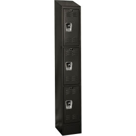 Hallowell URB1228-3ASB-ME Hallowell® Ready-Built II 3-Tier 3 Door Locker, 12"W x 12"D x 82"H, Black, Assembled image.