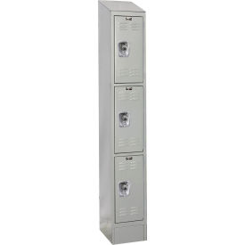 Hallowell URB1228-3ASB-PL Hallowell® Ready-Built II 3-Tier 3 Door Locker, 12"W x 12"D x 82"H, Light Gray, Assembled image.