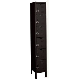 Hallowell URB1228-6A-ME Hallowell® Ready-Built 6-Tier 6 Door Locker, 12"W x 12"D x 78"H, Black, Assembled image.