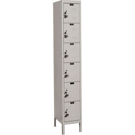 Hallowell URB1228-6A-PL Hallowell® Ready-Built 6-Tier 6 Door Locker, 12"W x 12"D x 78"H, Light Gray, Assembled image.