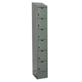 Hallowell URB1228-6ASB-HG Hallowell® Ready-Built II 6-Tier 6 Door Locker, 12"W x 12"D x 84"H, Dark Gray, Assembled image.