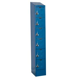 Hallowell URB1228-6ASB-MB Hallowell® Ready-Built II 6-Tier 6 Door Locker, 12"W x 12"D x 84"H, Blue, Assembled image.