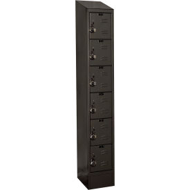 Hallowell URB1228-6ASB-ME Hallowell® Ready-Built II 6-Tier 6 Door Locker, 12"W x 12"D x 82"H, Black, Assembled image.