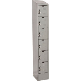 Hallowell URB1228-6ASB-PL Hallowell® Ready-Built II 6-Tier 6 Door Locker, 12"W x 12"D x 82"H, Light Gray, Assembled image.