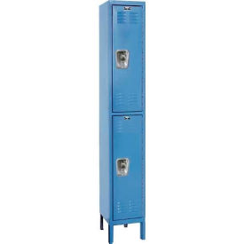 Hallowell URB1228-2A-MB Hallowell® Ready-Built 2-Tier 2 Door Locker, 12"W x 12"D x 78"H, Blue, Assembled image.