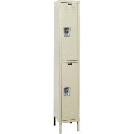 Hallowell URB1228-2A-PT Hallowell® Ready-Built 2-Tier 2 Door Locker, 12"W x 12"D x 78"H, Tan, Assembled image.