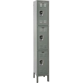 Hallowell URB1228-3A-HG Hallowell® Ready-Built 3-Tier 3 Door Locker, 12"W x 12"D x 78"H, Dark Gray, Assembled image.