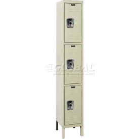 Hallowell URB1228-3A-PT Hallowell® Ready-Built 3-Tier 3 Door Locker, 12"W x 12"D x 78"H, Tan, Assembled image.