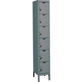 Hallowell URB1228-6A-HG Hallowell® Ready-Built 6-Tier 6 Door Locker, 12"W x 12"D x 78"H, Dark Gray, Assembled image.