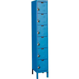 Hallowell URB1228-6A-MB Hallowell® Ready-Built 6-Tier 6 Door Locker, 12"W x 12"D x 78"H, Blue, Assembled image.