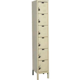 Hallowell URB1228-6A-PT Hallowell® Ready-Built 6-Tier 6 Door Locker, 12"W x 12"D x 78"H, Tan, Assembled image.