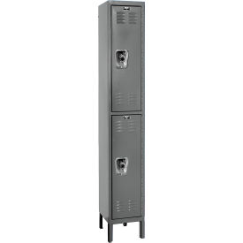 ReadyBuilt Locker, 2-Tier, 12"W x 15"D x 78"H, 725 Dark Gray, Assembled view 2