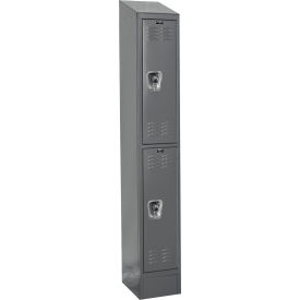ReadyBuilt II Locker, 2-Tier, 12"W x 15"D x 83"H, 725 Dark Gray, Assembled view 2