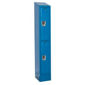 Hallowell URB1258-2ASB-MB Hallowell® Ready-Built II 2-Tier 2 Door Locker, 12"W x 15"D x 84"H, Blue, Assembled image.