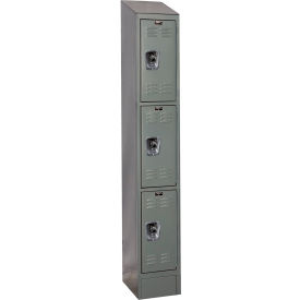ReadyBuilt II Locker, 3-Tier, 12"W x 15"D x 83"H, 725 Dark Gray, Assembled view 2
