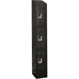 Hallowell URB1258-3ASB-ME Hallowell® Ready-Built II 3-Tier 3 Door Locker, 12"W x 15"D x 83"H, Black, Assembled image.
