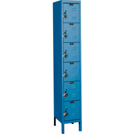 Hallowell URB1258-6A-MB Hallowell® Ready-Built 6-Tier 6 Door Locker, 12"W x 15"D x 78"H, Blue, Assembled image.