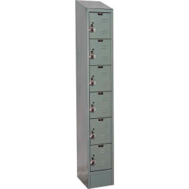 Hallowell URB1258-6ASB-HG Hallowell® Ready-Built II 6-Tier 6 Door Locker, 12"W x 15"D x 84"H, Dark Gray, Assembled image.