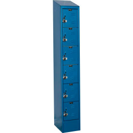 Hallowell URB1258-6ASB-MB Hallowell® Ready-Built II 6-Tier 6 Door Locker, 12"W x 15"D x 84"H, Blue, Assembled image.