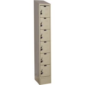 Hallowell URB1258-6ASB-PT Hallowell® Ready-Built II 6-Tier 6 Door Locker, 12"W x 15"D x 84"H, Tan, Assembled image.