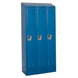Hallowell URB3228-1ASB-MB Hallowell® Ready-Built II 1-Tier 3 Door Locker, 36"W x 12"D x 84"H, Blue, Assembled image.